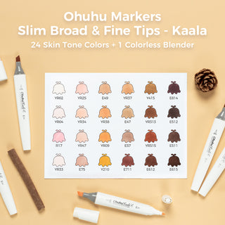 Ohuhu Kaala Five Tones Slim Broad and Fine Dual Tips Alcohol Art Markers