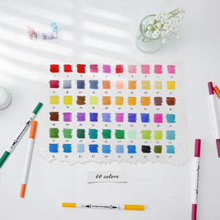 Ohuhu Maui 60 Colors Dual Tips Water Based Art Markers, Brush & Fineliner