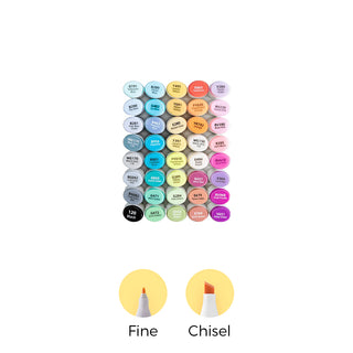 Ohuhu Oahu 40 Colors Dual Tips Alcohol Art Markers, Fine & Chisel