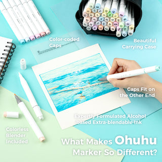 Ohuhu Honolulu 48 Pastel Colors Dual Tips Alcohol Art Markers-Sweetness