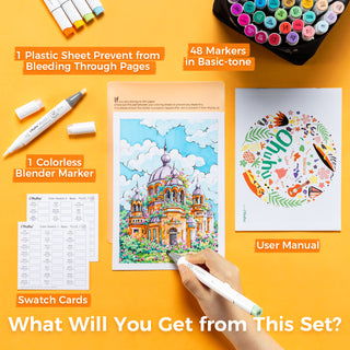 Ohuhu Honolulu S 48 Colors Dual Soft Tips Alcohol Art Markers, Brush & Soft Chisel