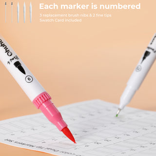 Ohuhu Maui 60 Colors Dual Tips Water Based Art Markers, Brush & Fineliner