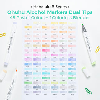 Ohuhu Honolulu 96 Pastel Colors Alcohol Art Markers - Sweetness & Blossoming (New Version)