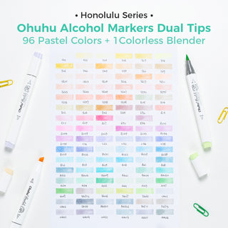Ohuhu Honolulu 96 Pastel Colors Alcohol Art Markers - Sweetness & Blossoming (New Version)