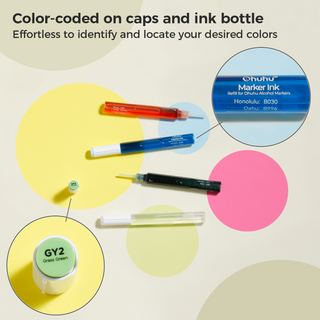 Ohuhu Marker Ink BV48 / B291 / B260 Refill for Alcohol marker