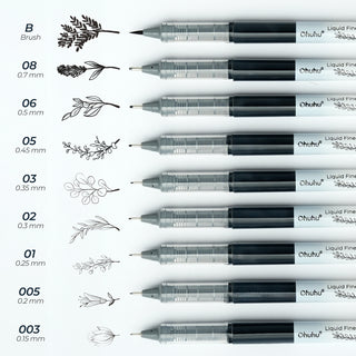 Ohuhu Kohala Liquid Fineliner Drawing Pens,9 Pack