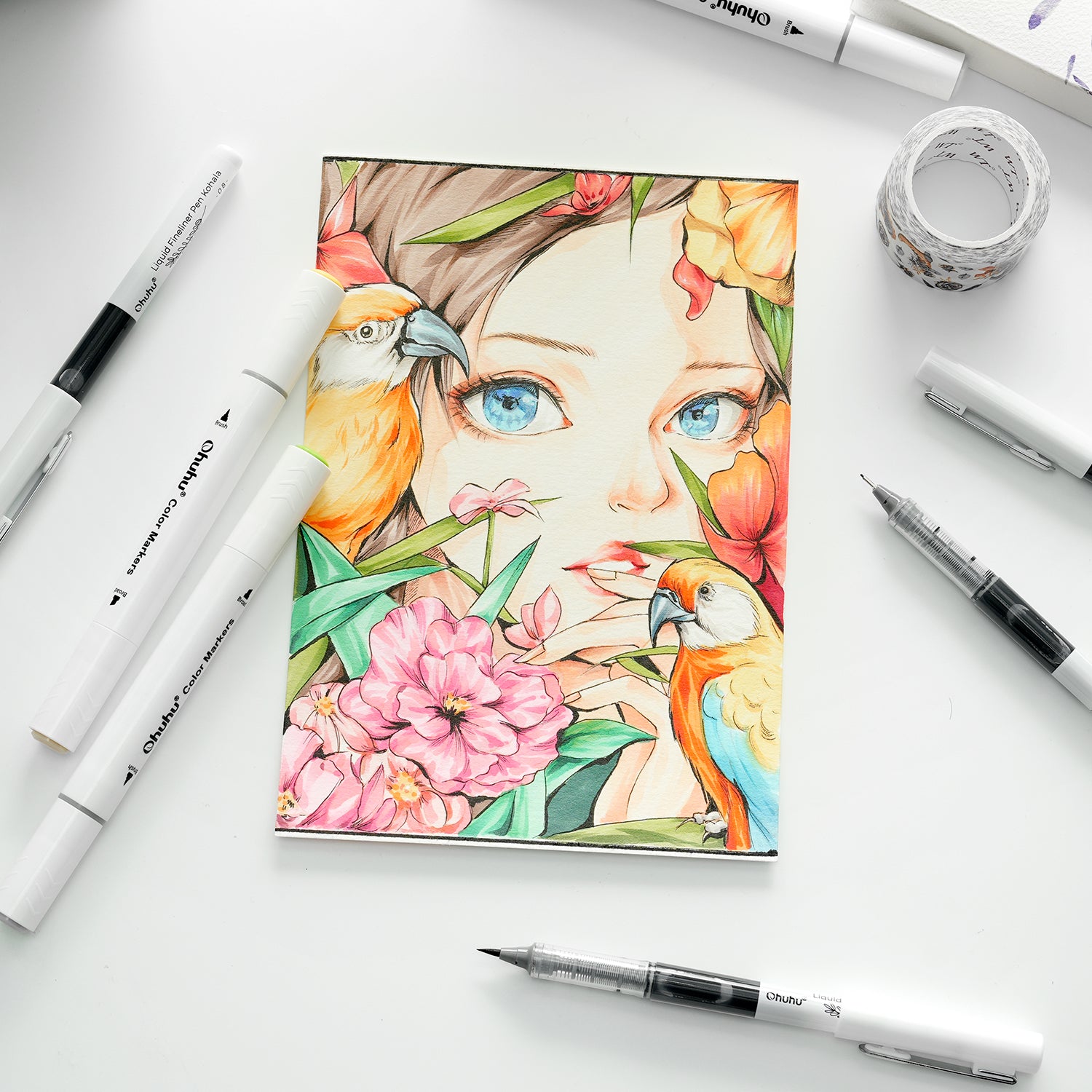 Ohuhu Kohala Liquid Fineliner Drawing Pens,9 Pack