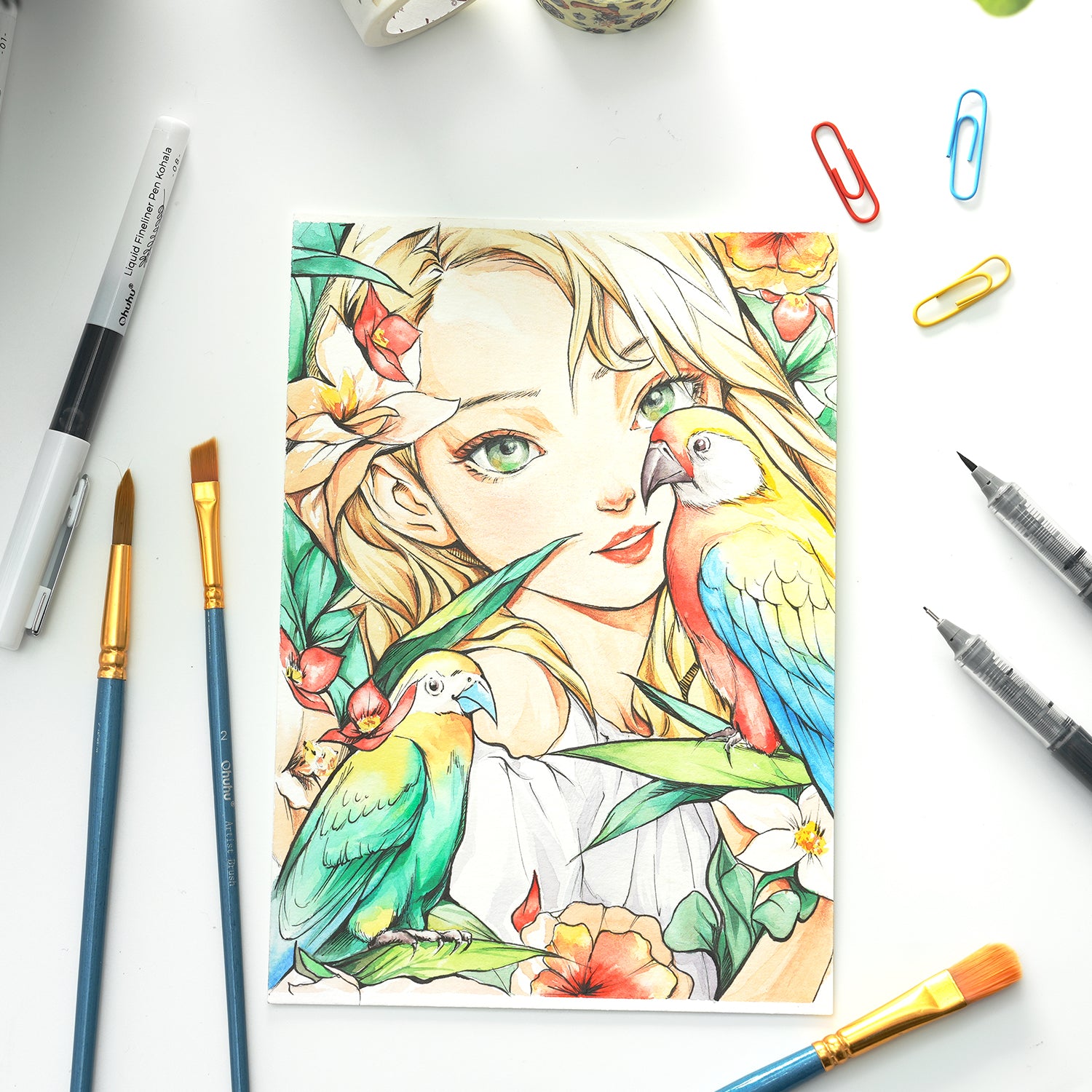 Girl Brush Pen Drawing Pen Drawing Anime