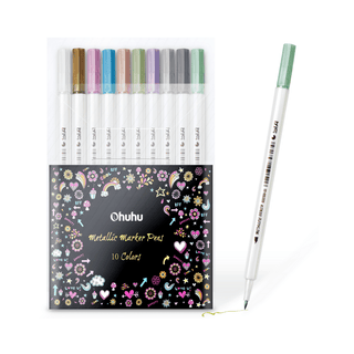 Ohuhu Metallic Marker Pens, Brush Tip Free Gift