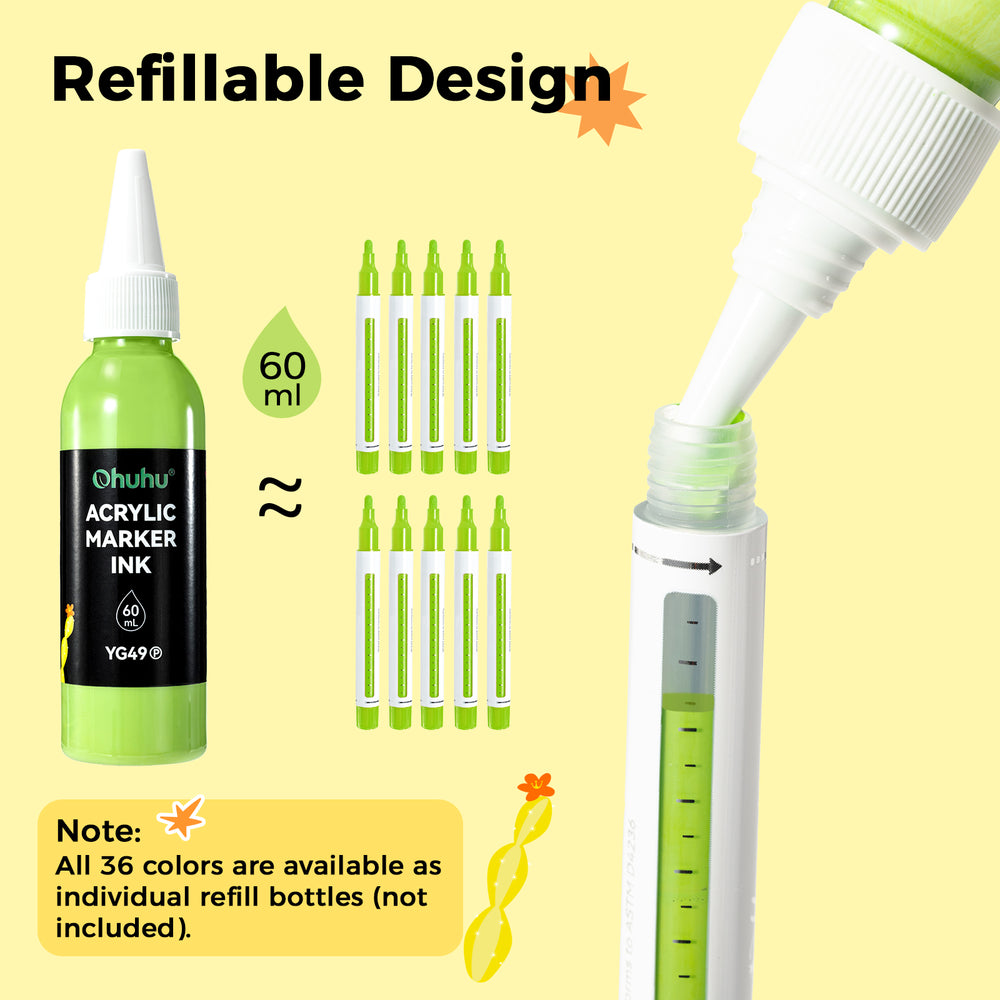 Ohuhu Acrylic Paint Markers Refillable 36 Colors – Hanauma