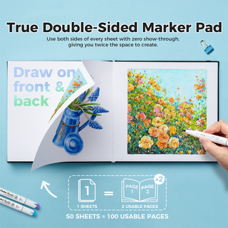 Ohuhu Heavyweight Bleedproof Double-Sided Marker Pad with PU Cover