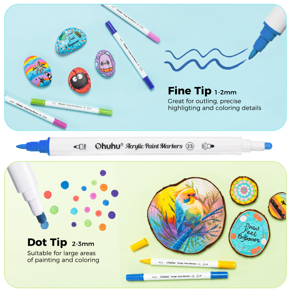 Ohuhu Acrylic Paint Markers Cotton-core 72 Colors - Akaka
