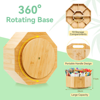 Ohuhu 360° Bamboo Rotating Marker Organizer