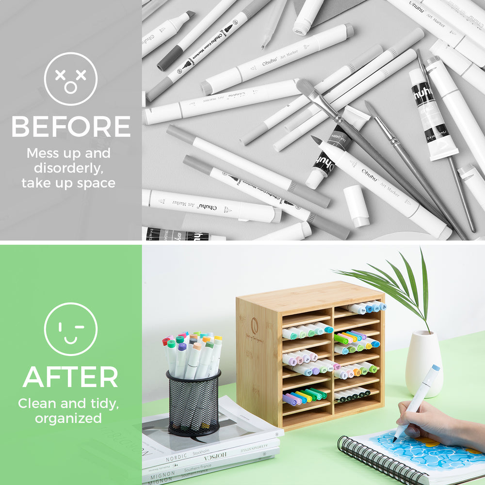 Ohuhu Bamboo Marker Organizer