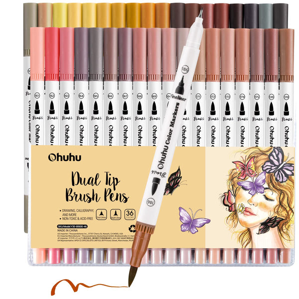 Swatch Form: Ohuhu Brush & Bullet Fineliner Pens maui Set 160pc. 