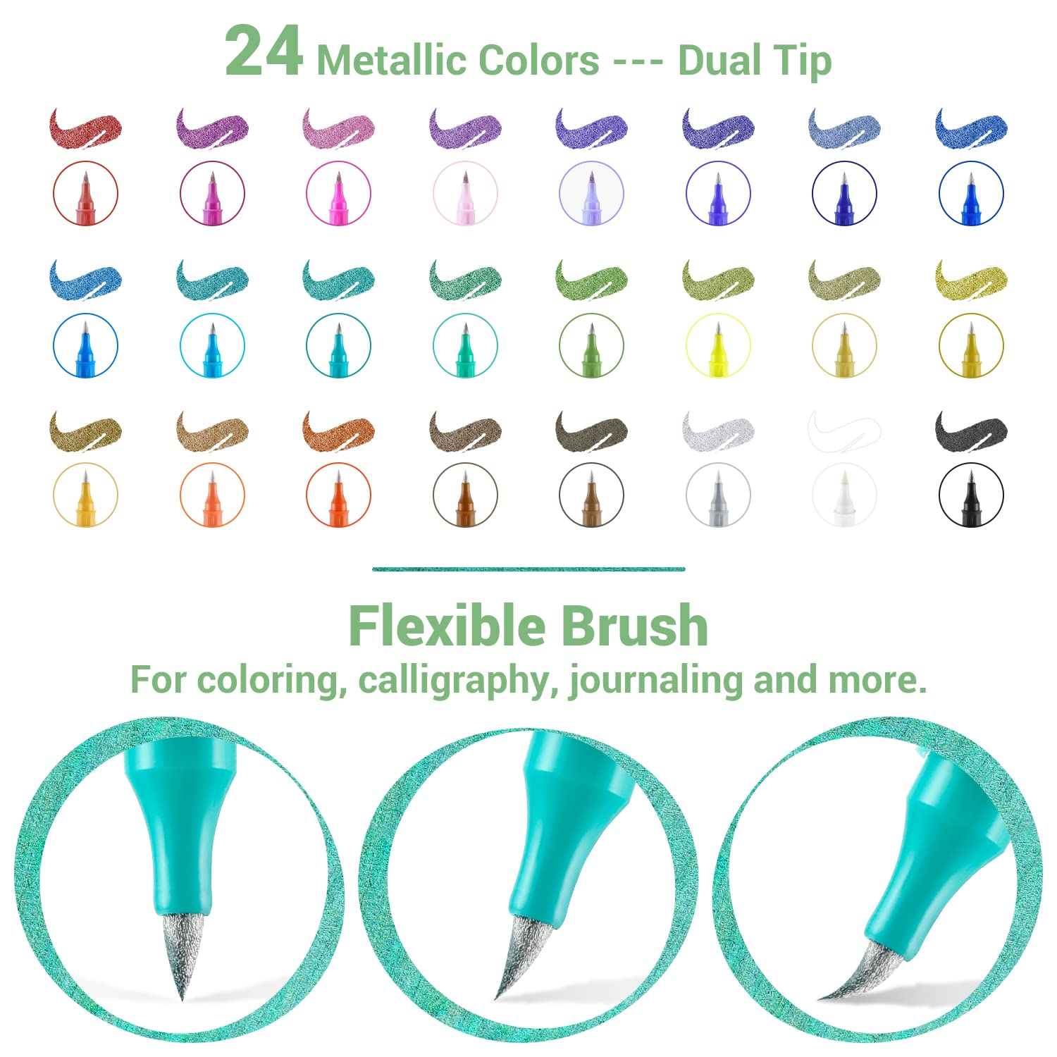 Ohuhu 24 Brush Metallic Markers – ohuhu