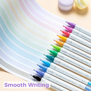 Ohuhu Colored Fineliner & Brush Pens, 12 Colors