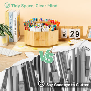 Ohuhu 360° Bamboo Rotating Marker Organizer