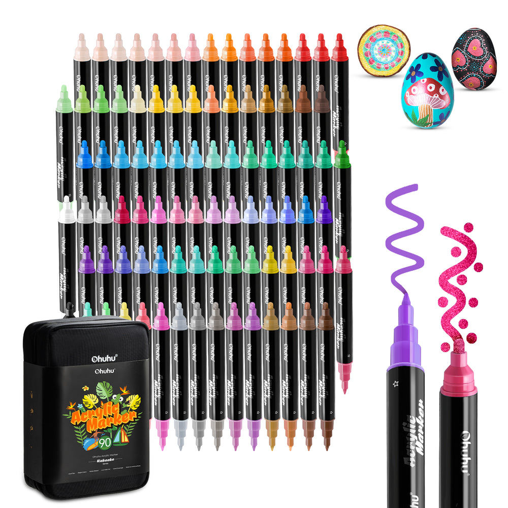 Ohuhu Dual Nib Waterproof Acrylic Pen 30 / 60 / 90 Colors - Kakaako