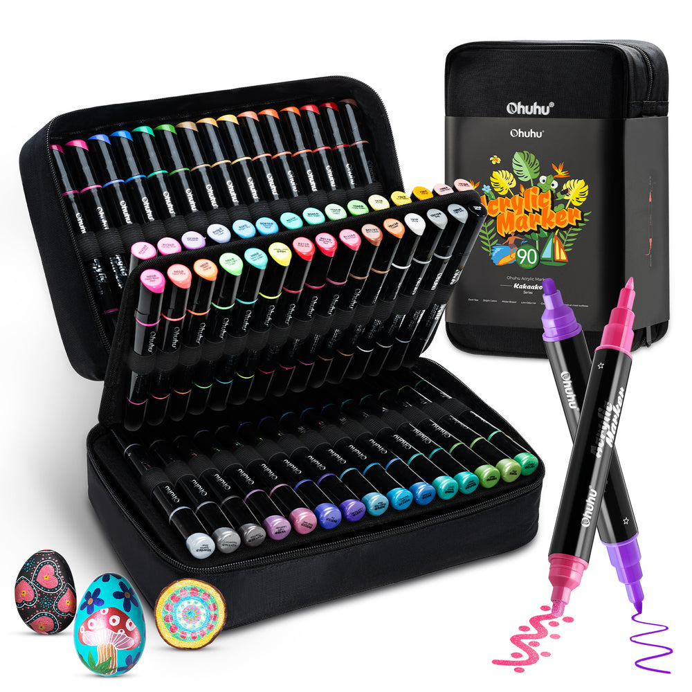 Ohuhu Dual Nib Waterproof Acrylic Pen 30 / 60 / 90 Colors - Kakaako