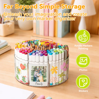 Ohuhu 360° Rotating Clear Acrylic Marker Organizer