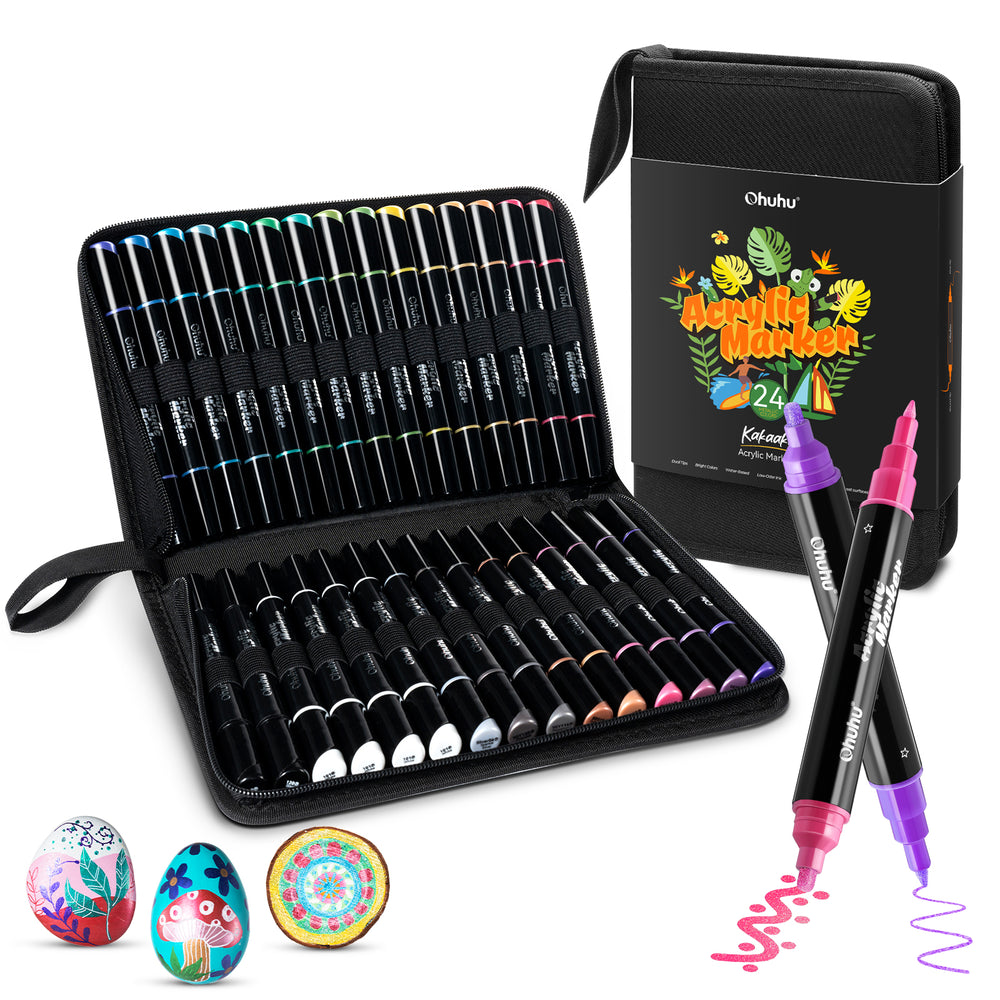 Ohuhu Dual Nib Waterproof Acrylic Pen 30 / 60 / 90 Colors - Kakaako