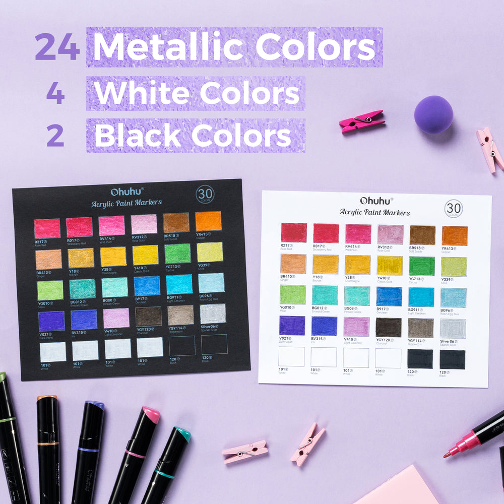 Ohuhu Dual Nib Waterproof Acrylic Pen 30 / 60 / 90 Colors - Kakaako