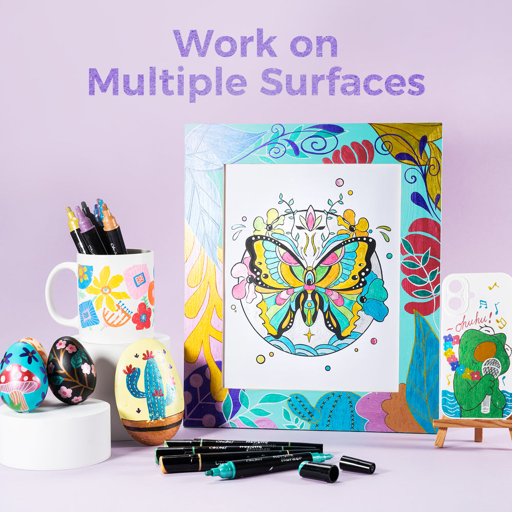 Ohuhu Dual Nib Waterproof Acrylic Pen 30 / 60 / 90 Colors - Kakaako