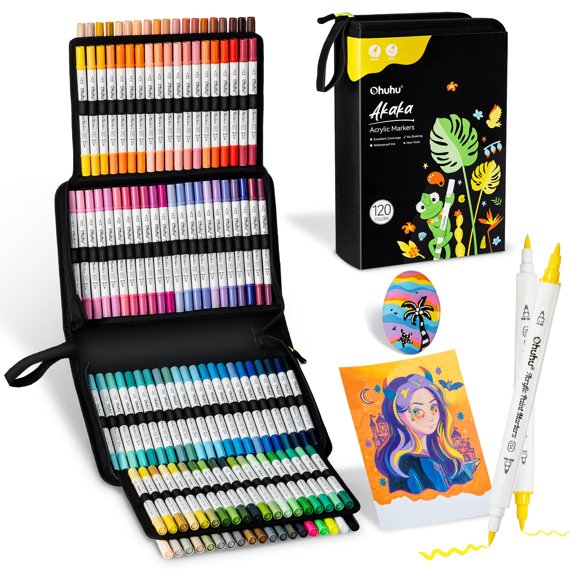 Ohuhu Acrylic Paint Markers Cotton-core 120 Colors - Akaka