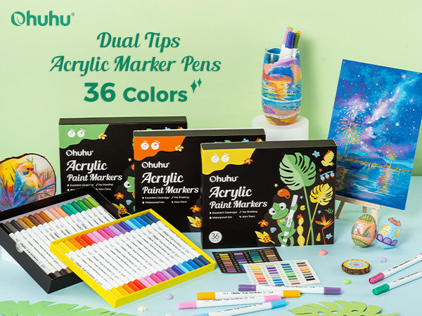Ohuhu Acrylic Paint Markers Cotton-core 36 Colors - Akaka