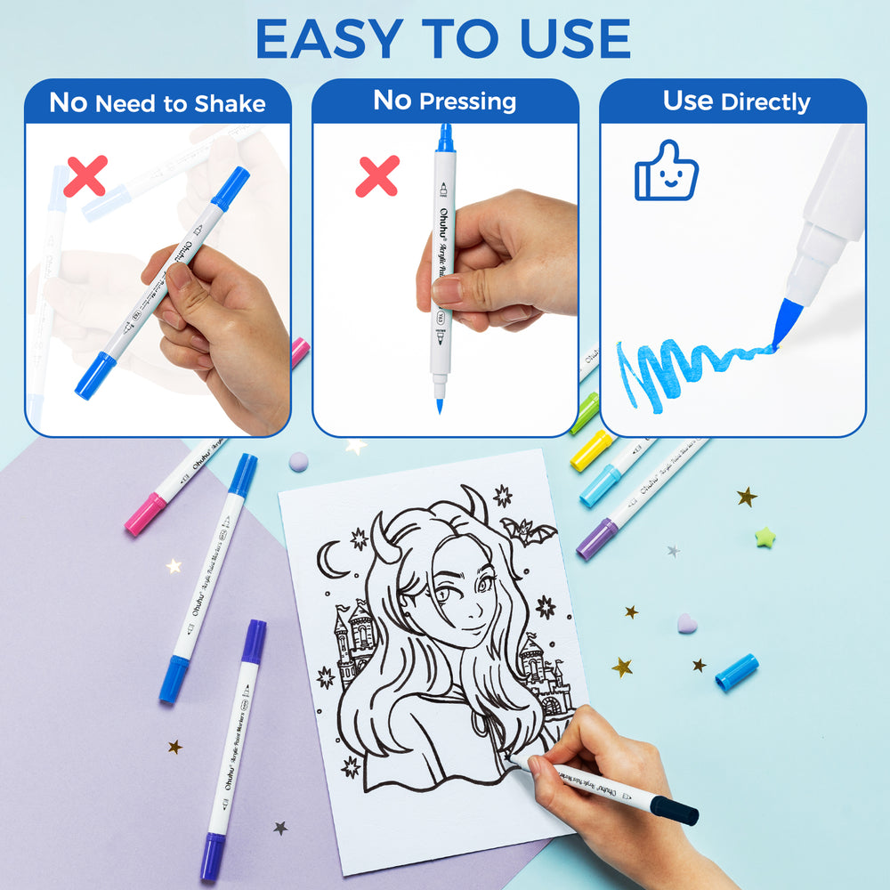 Ohuhu Acrylic Paint Markers Cotton-core 36 Colors - Akaka