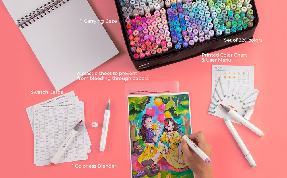 Ohuhu Honolulu 320 Colors Dual Tips Alcohol Art Markers ohuhu