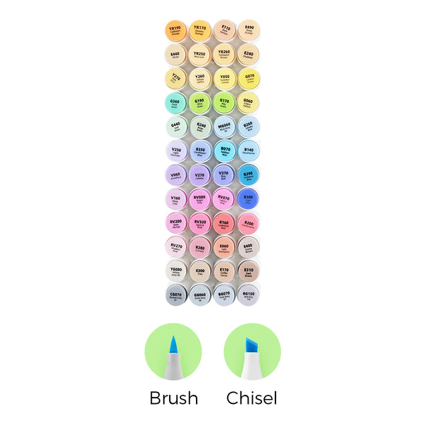Ohuhu 48 Mid-tone Colors Dual Tips Alcohol Art Markers, Brush & Chisel