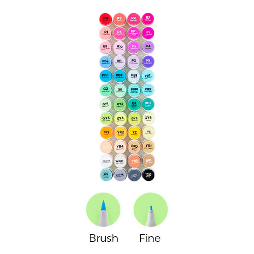 Ohuhu Alcohol Art Markers Brush Tip, Double Tipped Alcohol Based Markers For Kids Artist Sketching Adult Coloring Illustration, 24 Basic Colors +1