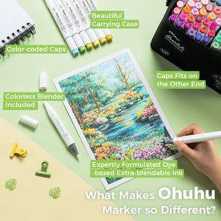 Ohuhu Honolulu 120 Colors Dual Tips Alcohol Art Marker (New Color Codes)