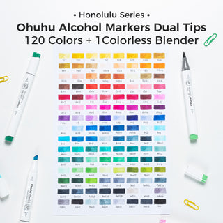 Ohuhu Honolulu 120 Colors Dual Tips Alcohol Art Marker (New Color Codes)