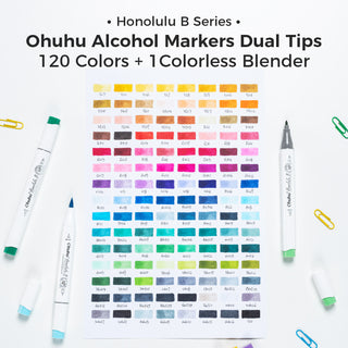 Ohuhu Honolulu 120 Colors Dual Tips Alcohol Art Marker (New Color Codes)