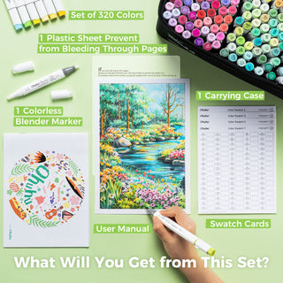 Ohuhu Honolulu 320 Colors Dual Tips Alcohol Art Markers (New Version)