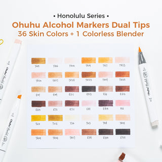 Ohuhu Honolulu 36 Skin Tone Colors Dual Tips Portrait Alcohol Art Markers (New Color Codes)