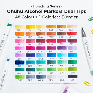 Ohuhu Honolulu 48 Colors Dual Tips Alcohol Art Markers (New Color Codes)