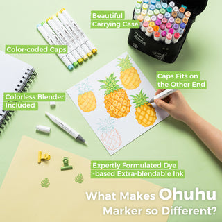 Ohuhu Honolulu 48 Colors Dual Tips Alcohol Art Markers (New Color Codes)