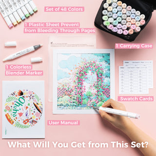 Ohuhu Honolulu 48 Pastel Colors Dual Tips Alcohol Art Markers-Sweetness (New Version)