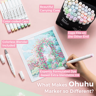 Ohuhu Honolulu 48 Pastel Colors Dual Tips Alcohol Art Markers-Sweetness (New Version)
