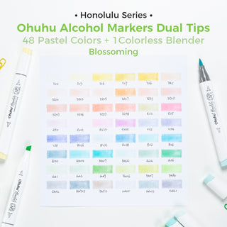 Ohuhu Honolulu New 48 Pastel Colors Dual Tips Alcohol Art Markers - Blossoming