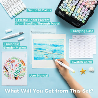 Ohuhu Honolulu 96 Pastel Colors Alcohol Art Markers - Sweetness & Blossoming