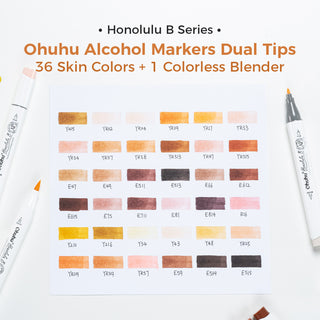 Ohuhu Honolulu 36 Skin Tone Colors Dual Tips Portrait Alcohol Art Markers (New Color Codes)