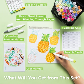 Ohuhu Honolulu 48 Colors Dual Tips Alcohol Art Markers (New Color Codes)