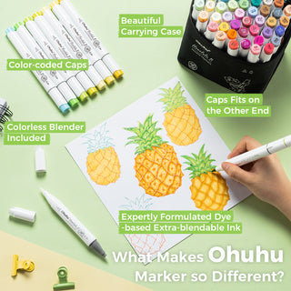 Ohuhu Honolulu 48 Colors Dual Tips Alcohol Art Markers (New Color Codes)