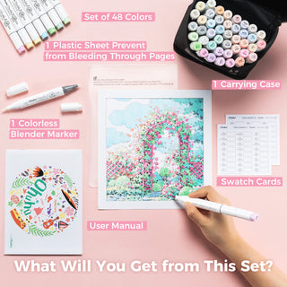 Ohuhu Honolulu 48 Pastel Colors Dual Tips Alcohol Art Markers-Sweetness (New Version)