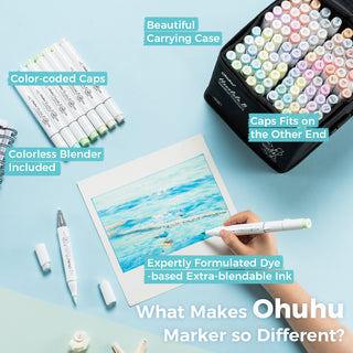Ohuhu Honolulu 96 Pastel Colors Alcohol Art Markers - Sweetness & Blossoming